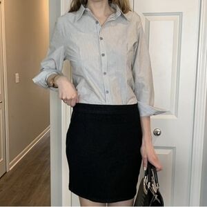 Hotouch Fitted Long-sleeved Striped Button-down Collared Shirt